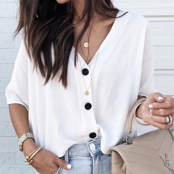 Topshop Pleated Shoulder Blouse 6 - Picture 1 of 8